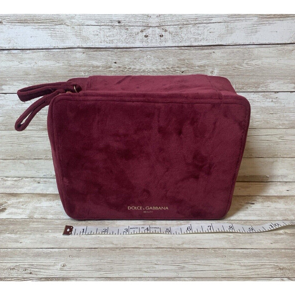 Dolce Gabbana Bag Cosmetic Makeup Velour Pink Zippered Gold Tone Hardware - Picture 2 of 11